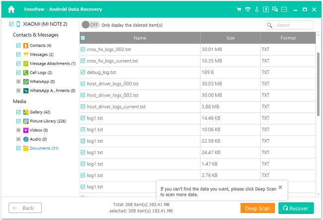 screenshot of standard scan preview documents