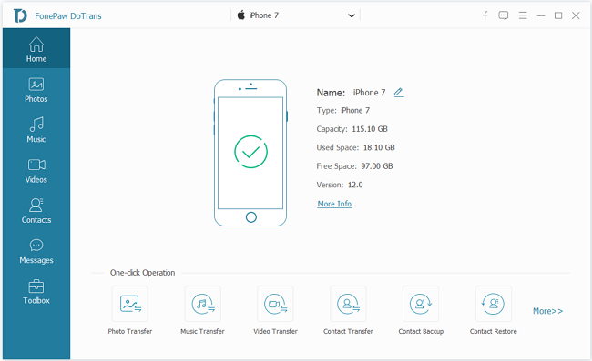 Run DoTrans and Connect iPhone via Cable