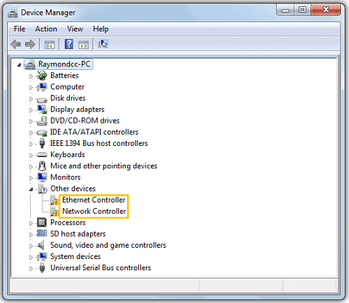 windows 7 device drivers missing