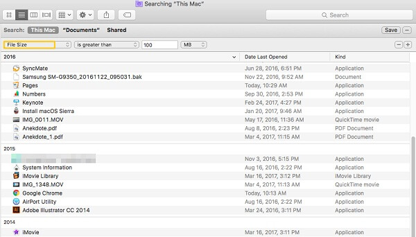 search mac for files bigger than