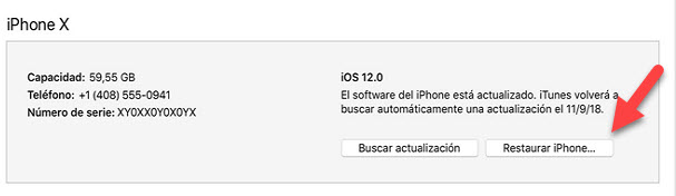 Restablecer iPhone en modo recuperación