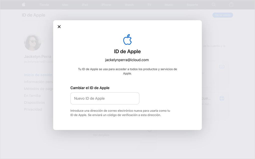 Cambiar ID de Apple por correo
