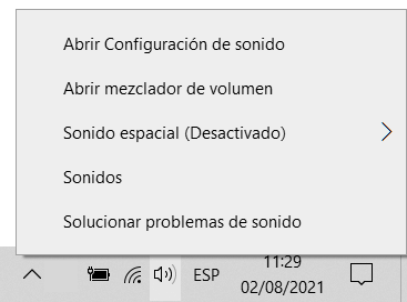 Abrir el panel de sonido en Windows