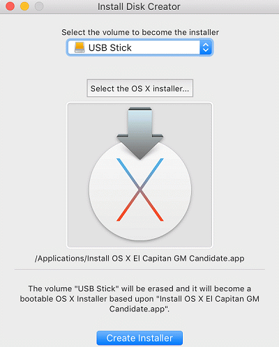 use diskmakerx create a usb installer for mac